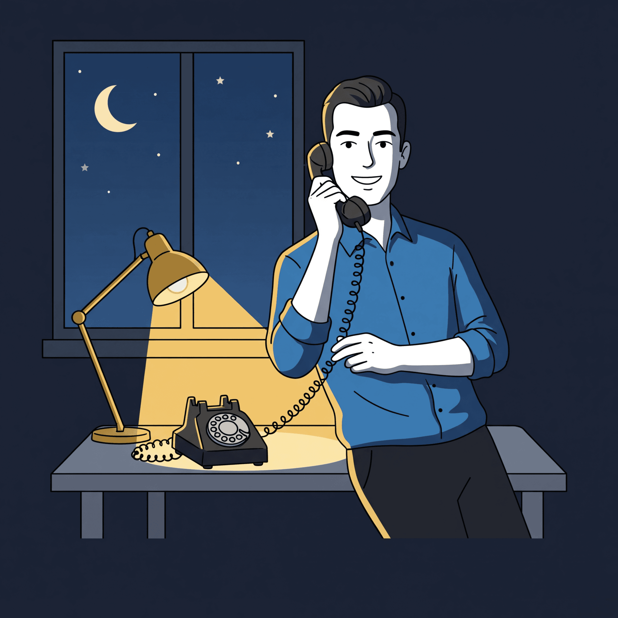Kai answering calls after hours while the office sleeps